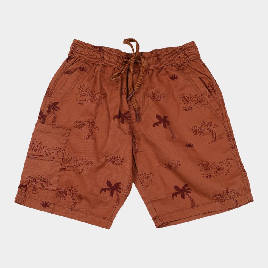 Boys' Rust Cotton Regular Fit Bermuda Shorts, Rust, large