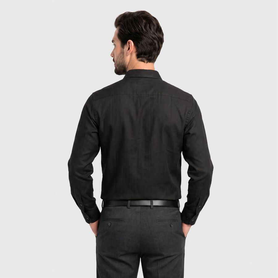 Men Black Regular Fit Formal Shirt, Black, large