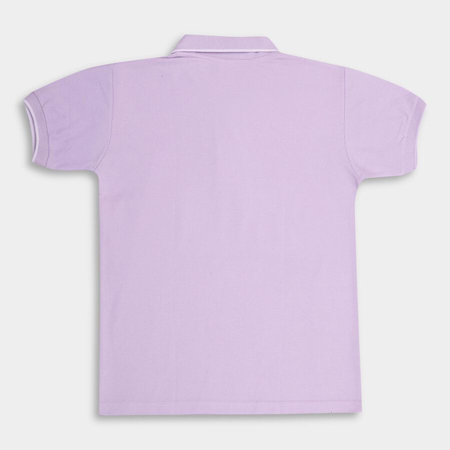 Boys' Light Lilac Round Neck Half Sleeves T-Shirt, लाइलेक, large image number null
