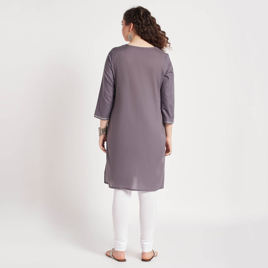 Cotton Straight Kurta, Dark Grey, large image number null