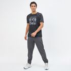 Men's Smoky Graphite Grey Slim Fit Reflective Striped Track Pants, Dark Grey, small