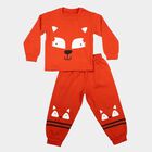 Boys Brown Round Neck Graphic Print Baba Suit, Brown, small