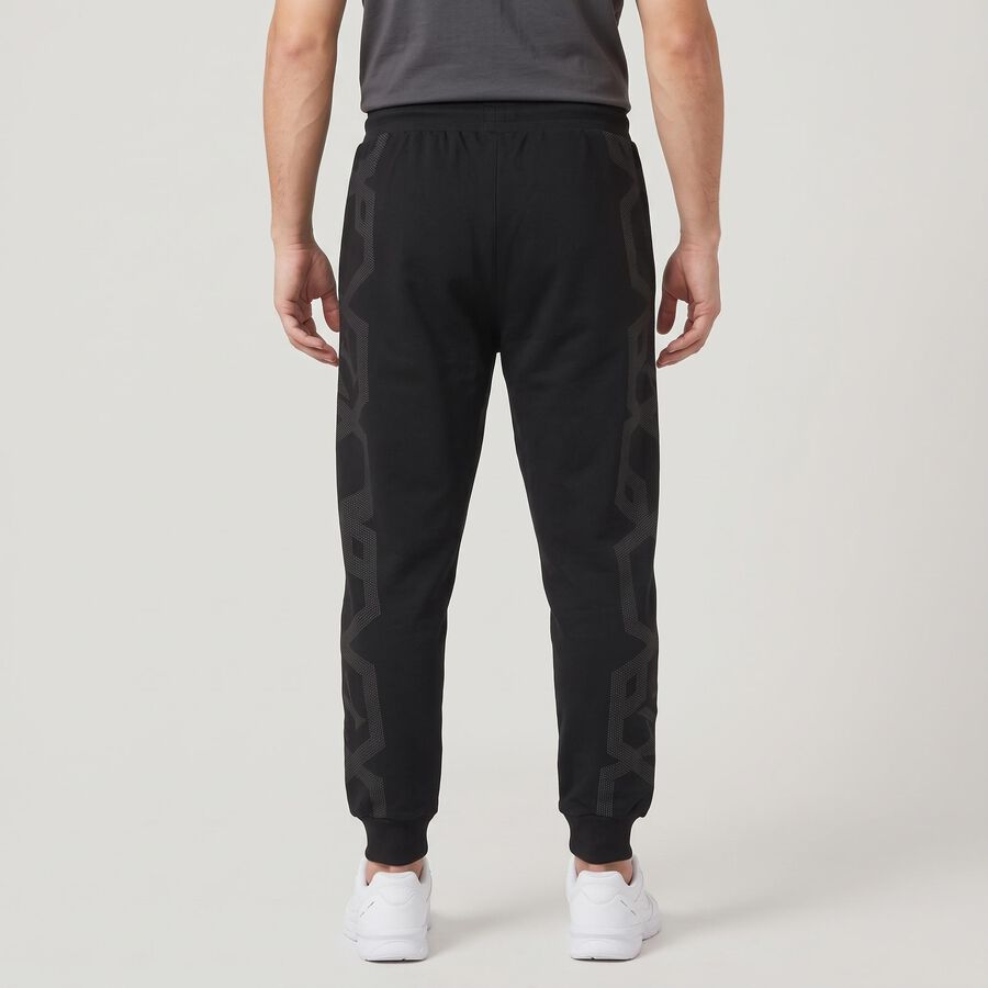 Men's Black Jogger Fit Graphic Printed Cotton Blend Pyjama, Black, large