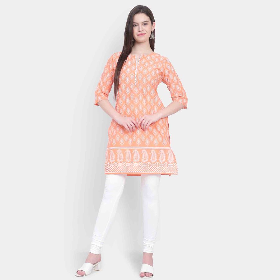 Printed 3/4th Sleeve Kurta, Peach, large image number null