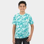 Boys Light Blue Cotton Round Neck Casual T-Shirt, हल्का नीला, small