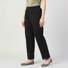 Women's Black Regular Fit Lace Hem Palazzos, Black, small