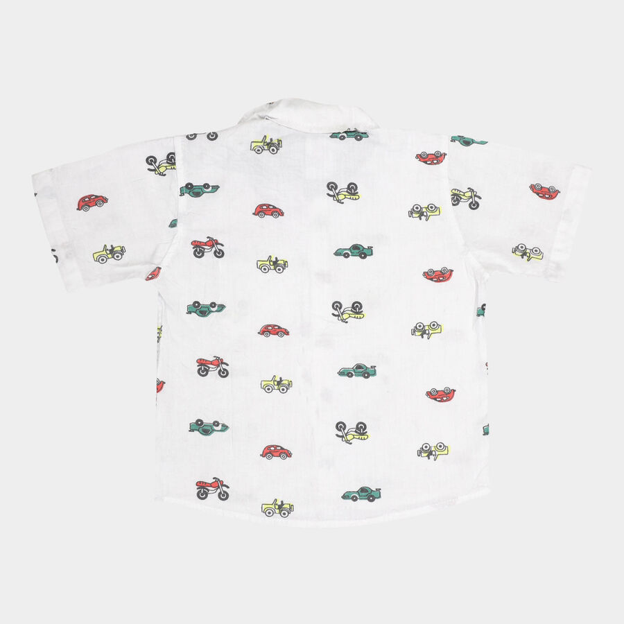 Infants Cotton Printed Shirt, White, large image number null