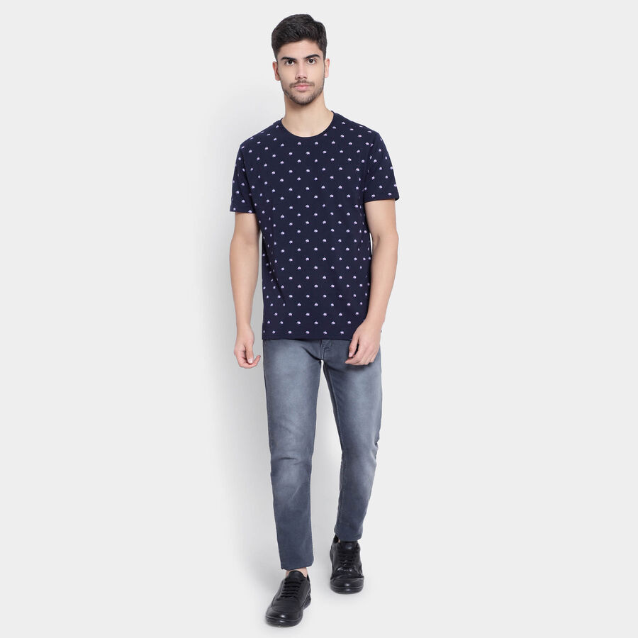 Round Neck T-Shirt, Navy Blue, large image number null