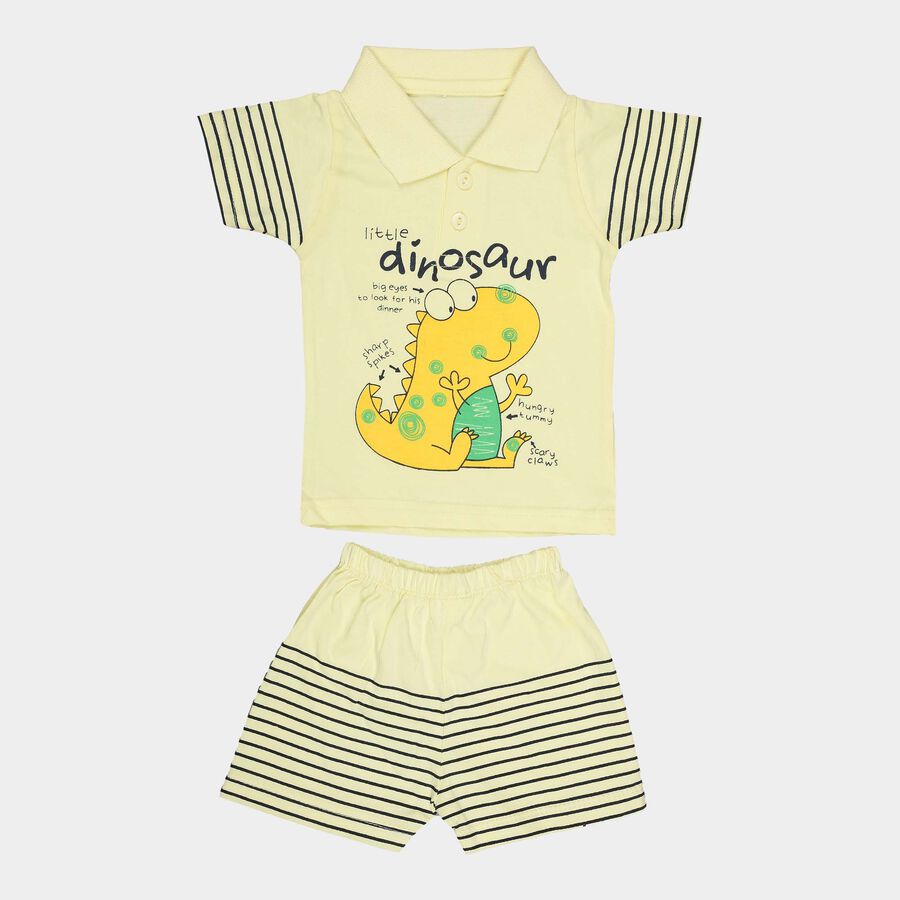 Infants Cotton Round Neck Baba Suit, Yellow, large image number null