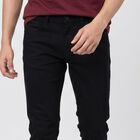 Men's Black Slim Fit Solid Jeans, Black, small