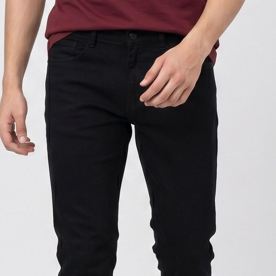 Men's Black Slim Fit Solid Jeans, Black, large