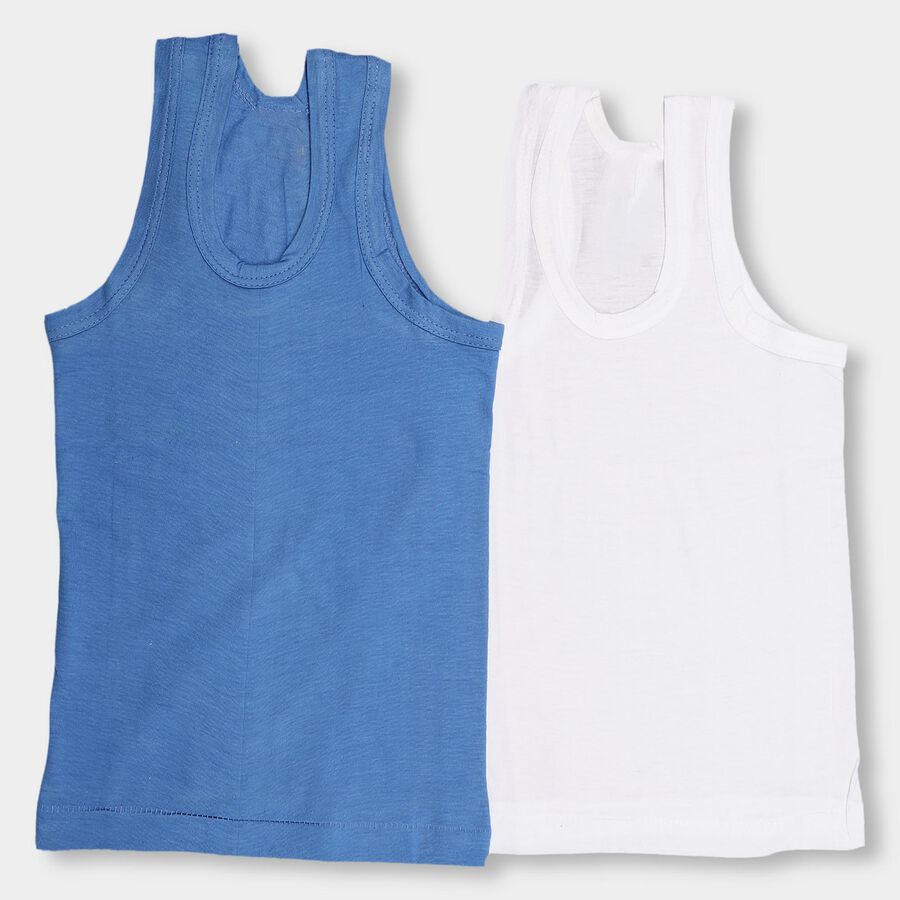 Boys' 100% Cotton Vest (Pack of 2), हल्का नीला, large image number null