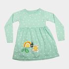 Girls' Mint Green Fit and Flare Polka Dot Applique Frock, Light Green, small