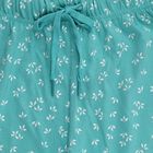 Girls' Teal Floral Printed Cotton Blend Pyjama, Light Green, small image number null
