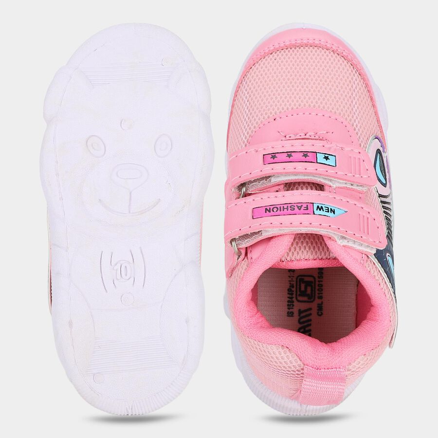Girls' Pink Velcro Sneakers, Pink, large