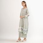 Women's Ivory Round Neck Floral Printed Kurta, Lilac, small