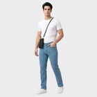 Men's Light Blue Straight Fit Washed Jeans, हल्का नीला, small