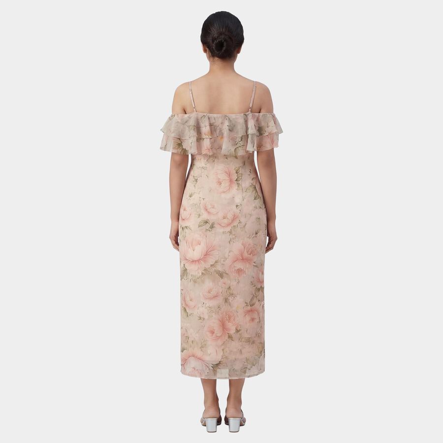 Women's Light Pink Mock Neck Floral Mini Dress, Light Pink, large