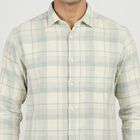 Men's Cream Cotton Casual Shirt, ऑफ व्हाइट, small