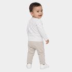 Infants' Grey 100% Cotton Round Neck Striped Baba Suit, हल्का ग्रे, small