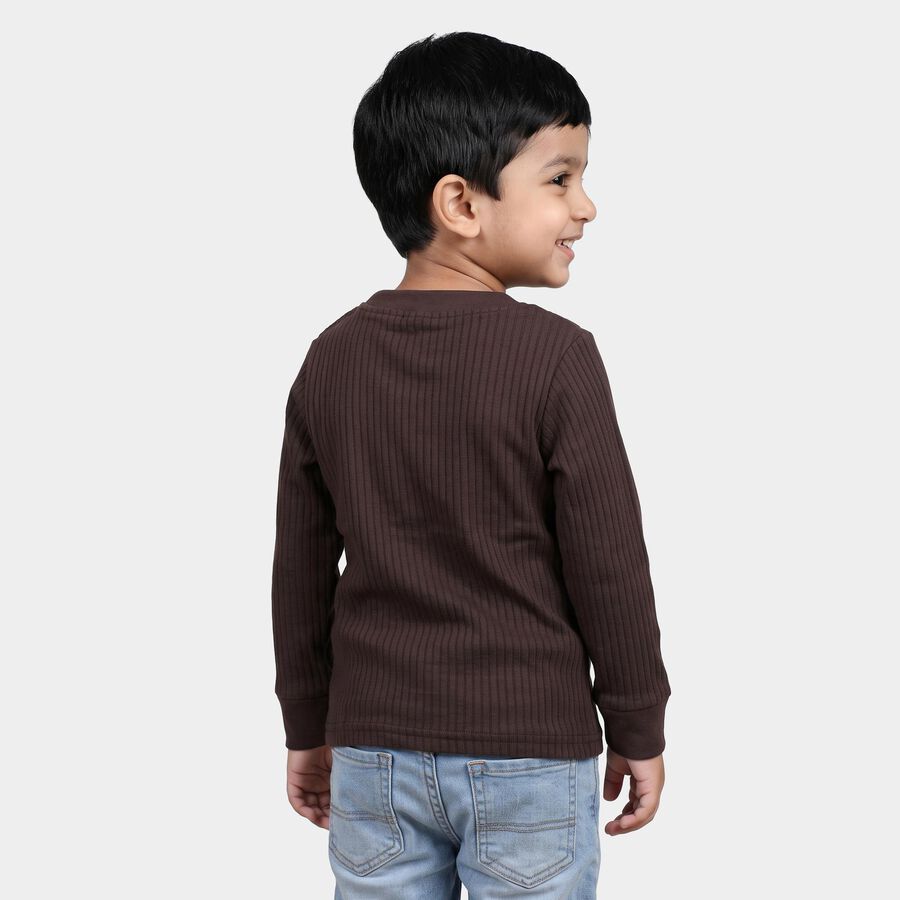 Boys Brown Long Sleeve Thermal, भूरा, large