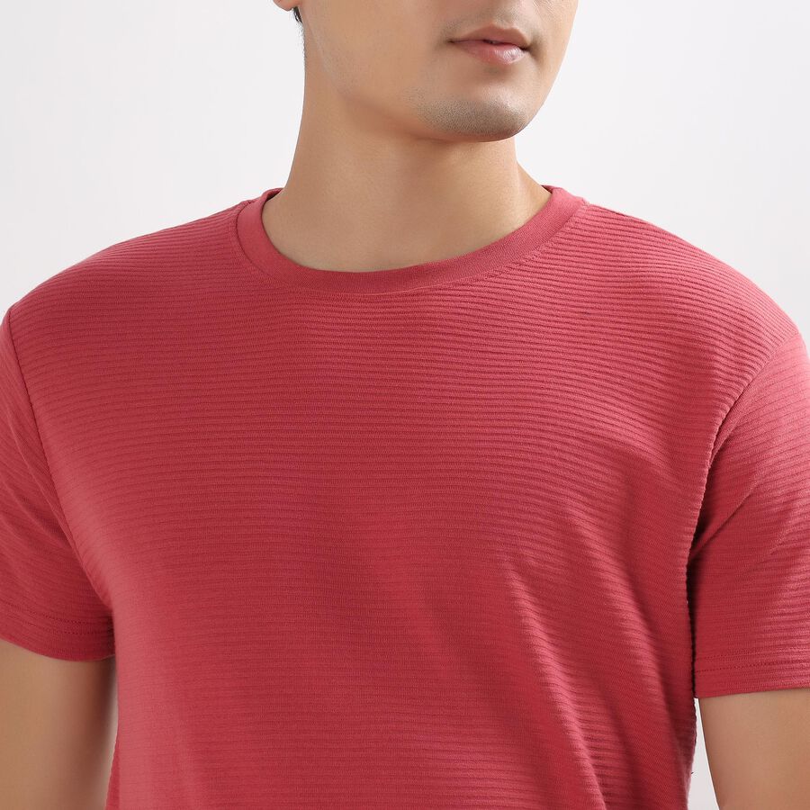 Men's Round Neck Half Sleeves T-Shirt , Red, large