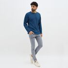 Men's Deep Midnight Blue Crew Neck Casual T-Shirt, Mid Blue, small image number null