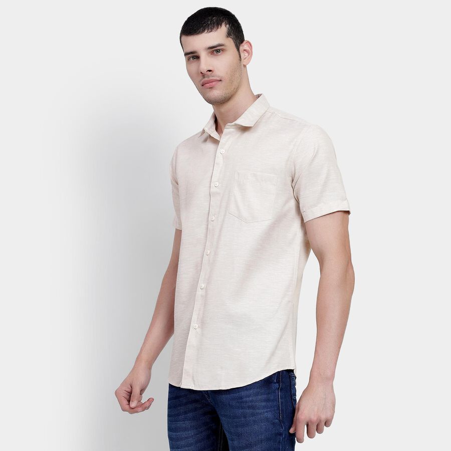 Men's Light Beige Regular Collar Slim Fit Shirt, गहरा पीला, large image number null