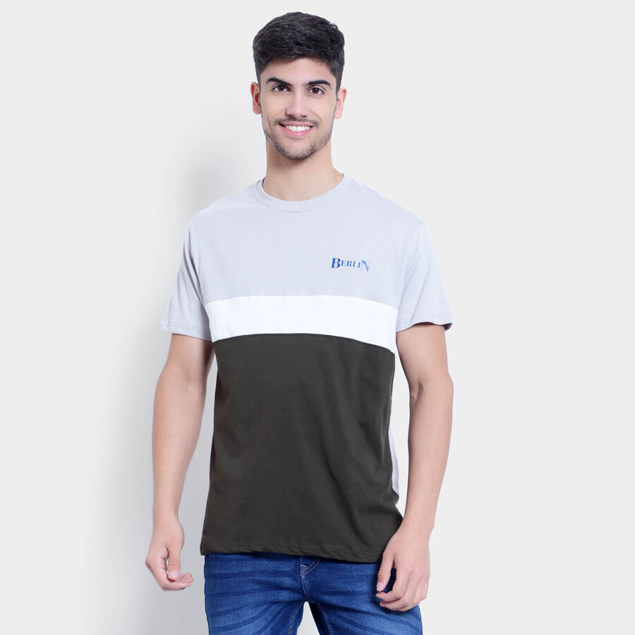 Round Neck T-Shirt, Olive, large image number null