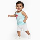 Infants' Light Aqua Blue Cotton Square Neck Casual Vest, Aqua, small image number null