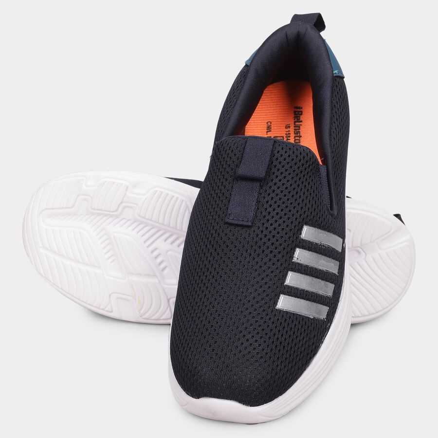Men's Deep Midnight Navy Blue Slip-On Sports Shoes, नीला, large