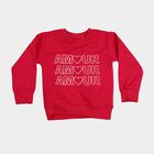 Girls' Fuchsia Crew Neck Graphic Print Sweatshirt, Fuchsia, small