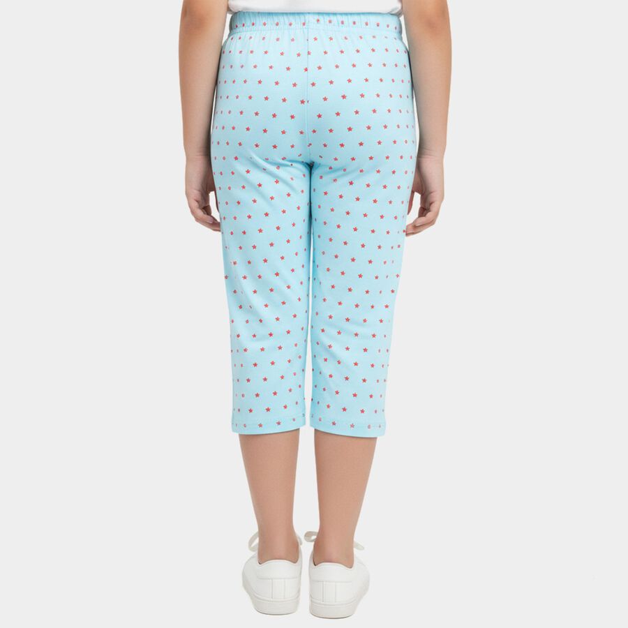 Girls Aqua Regular Fit Solid Capri, एक्वा, large