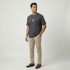 Men's Dark Grey Cotton Round Neck Casual T-Shirt, Dark Grey, small