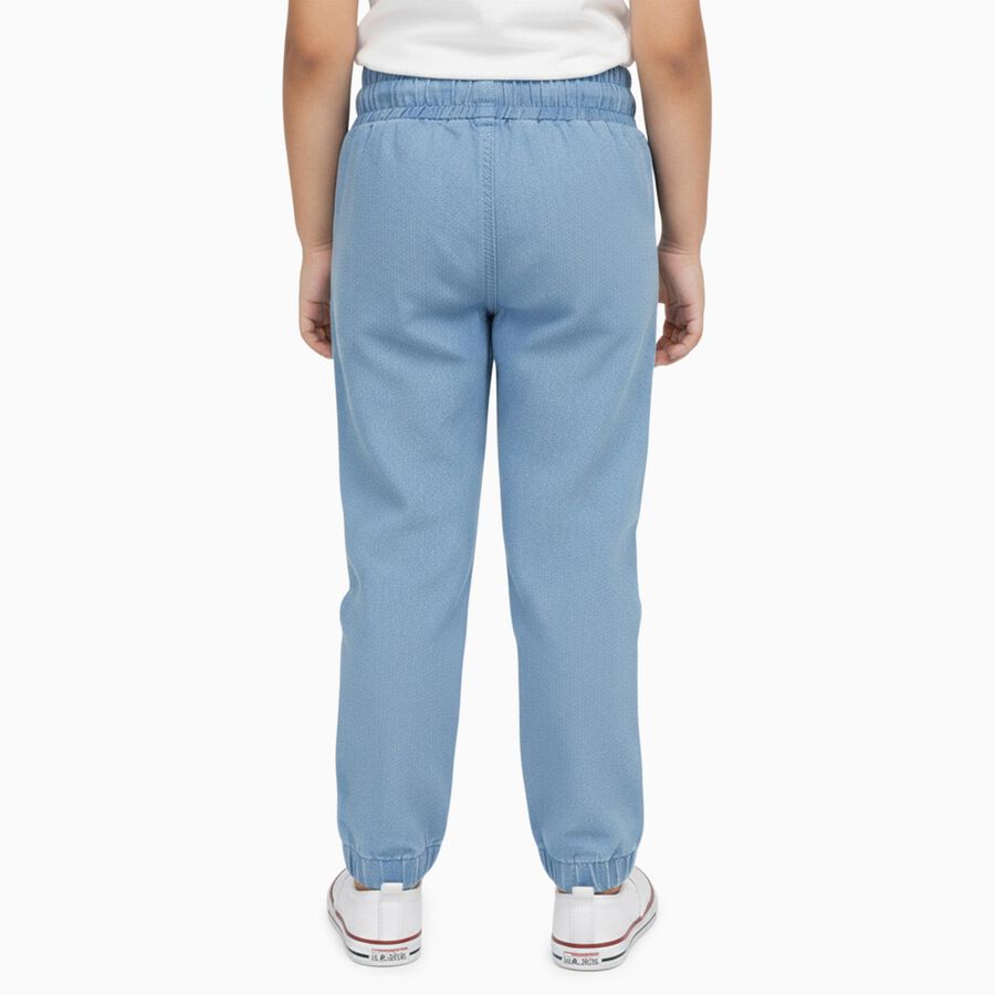 Girls' Light Blue Elastic Waist Bow Detail Jeans, Light Blue, large