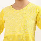 Women's Bright Yellow Round Neck Embroidered Kurta, Yellow, small image number null