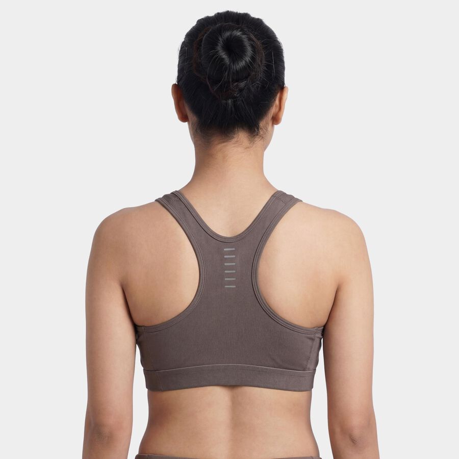 Women's Brown Seamless Sports Bra, Brown, large