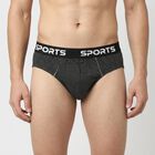 Men's Charcoal Regular Fit Logo Waistband Briefs, चारकोल, small