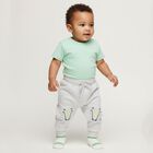 Infants Light Heather Grey Crocodile Embroidered Cotton Blend Pyjama, मिश्रित हल्का ग्रे, small image number null