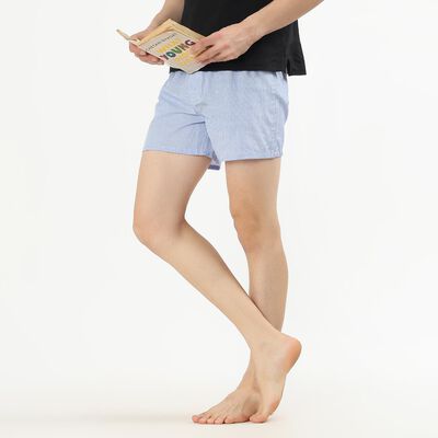 Men's Light Sky Blue Regular Fit Striped Boxers