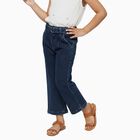 Girls' Dark Indigo Wide Leg High Waist Jeans, Light Blue, small image number null