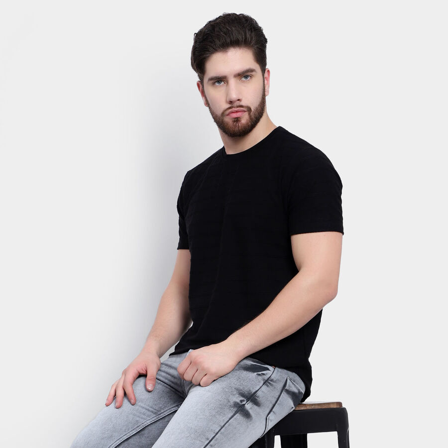Round Neck T-Shirt, Black, large image number null