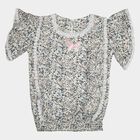 Girls White Round Neck Regular T-Shirt, ऑफ व्हाइट, small