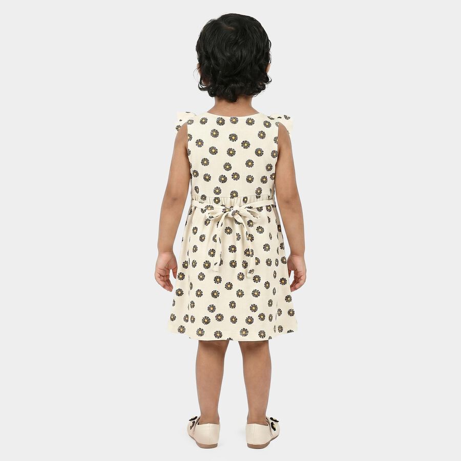Girls' Off White Floral Printed Fit and Flare Frock, ऑफ व्हाइट, large