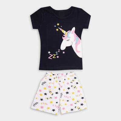 Girls' 100% Cotton Night Suit 