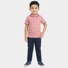 Boys Pink Cotton Polo Neck Casual T-Shirt, Pink, small