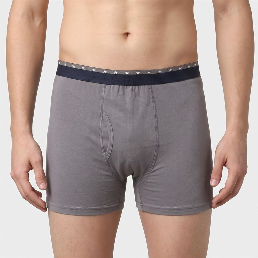 Men's Navy Blue Regular Fit Printed Trunks, नेवी ब्लू, large