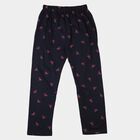 Girls' Navy Cotton Blend Solid Pyjama, Navy Blue, small