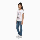 Girls Bright Snow White Cotton Round Neck Casual T-Shirt, सफ़ेद, small image number null