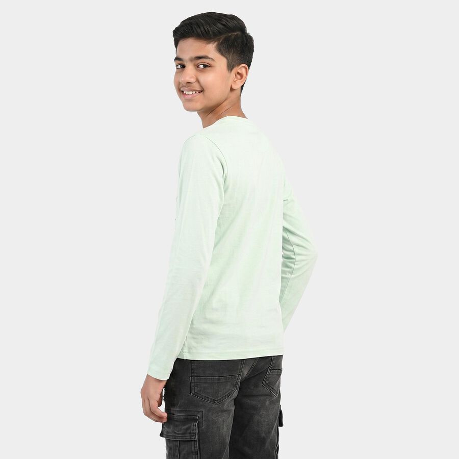 Boys Mint Green Crew Neck Regular Boys T-Shirt, Light Green, large